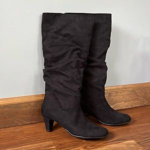 Knee High Black suede boots — never worn